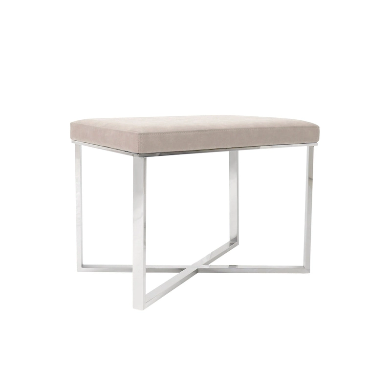 Pasargad Home Luxe Stool with Stainless Steel Base