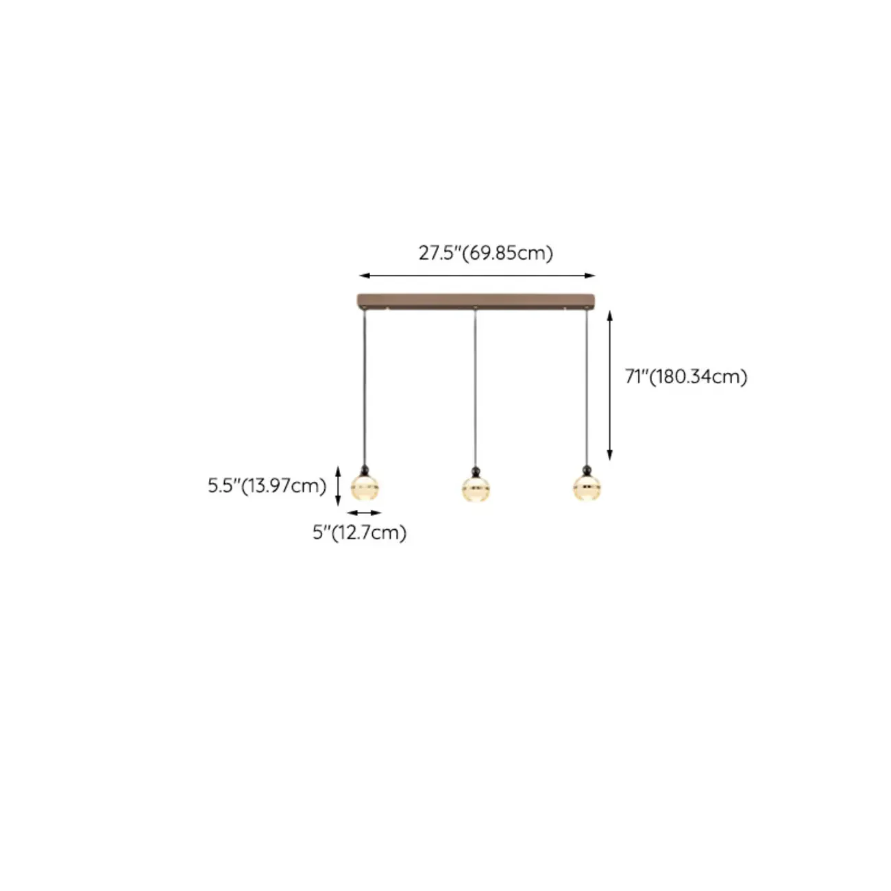 Modern Gold Glass 3-Light Adjustable Island Light