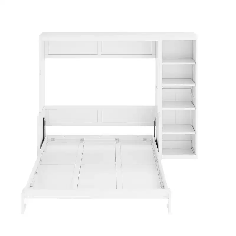 GDFStudio Ruby Space-Saving Solid Pine Wood Murphy Bed with Desk and Bookshelf