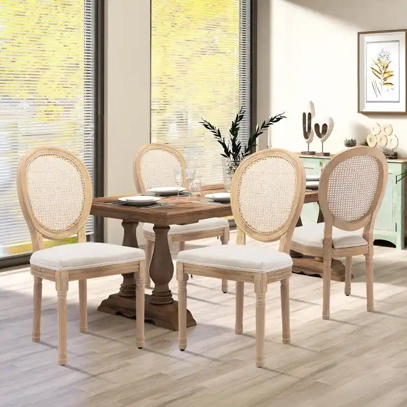 French Chair Dining Chair Solid Wood with Nailhead Trim Set of 2