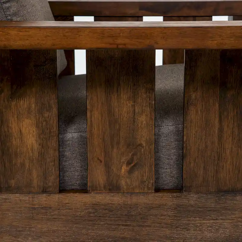 Jimo Rustic Oak and Linen Fabric 2-Piece Sofa Set by Furniture of America