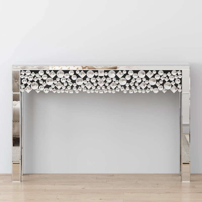 Glam Console Table Entryway Table with Crystal Frame