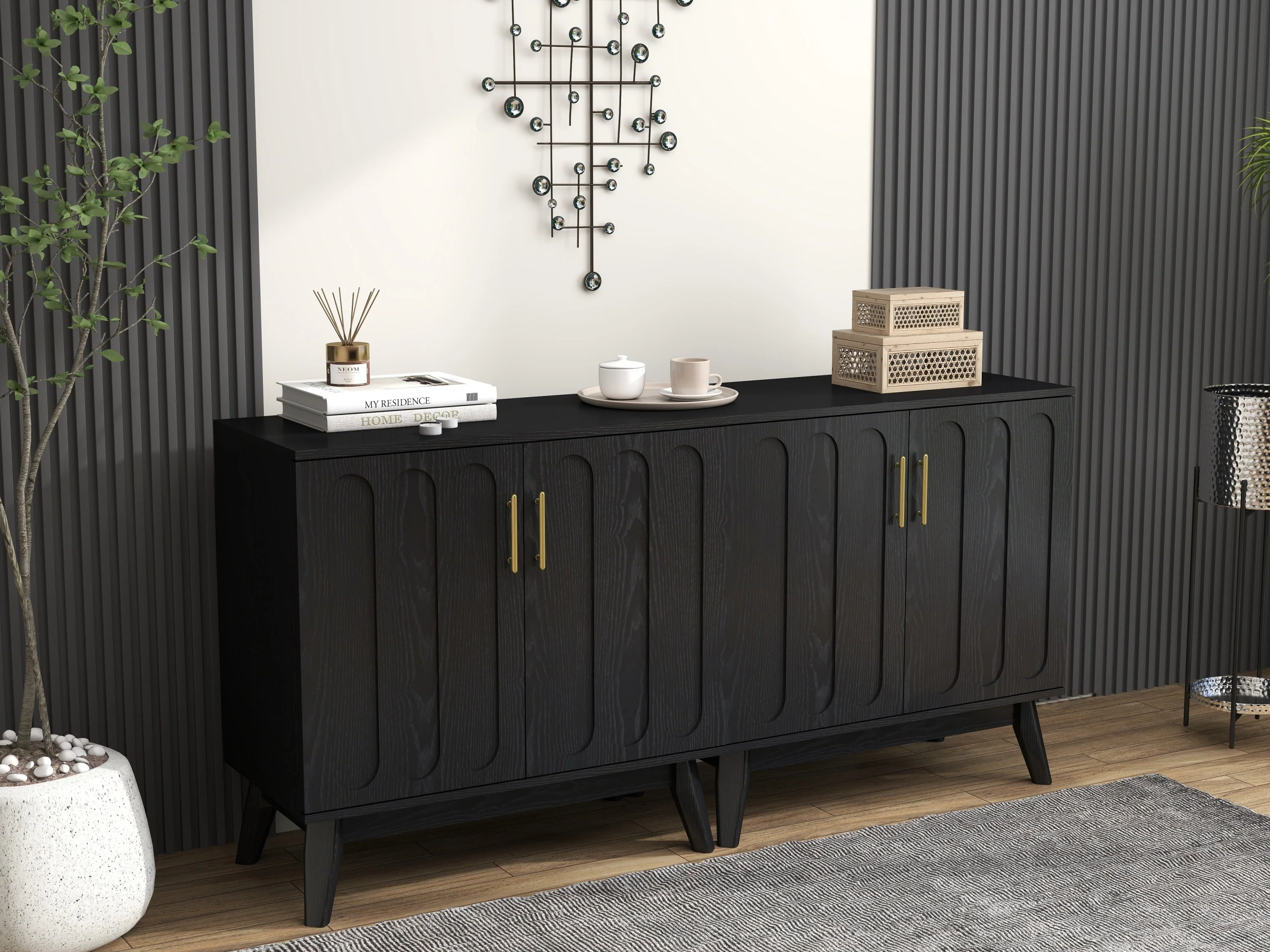 Walker Edison | Mid-Century Modern Fluted Accent Cabinet