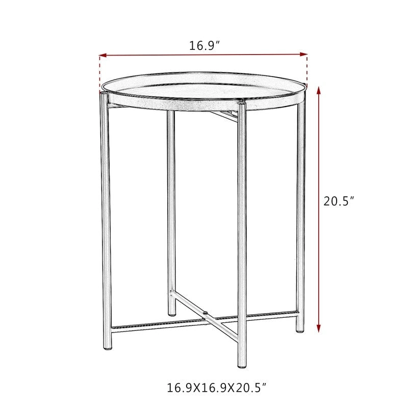 Adeco Gold End Table Metal Waterproof Snack Beside Table Accent Coffee Table - 16.9(D)x 16.9(W)x 20.5(H)