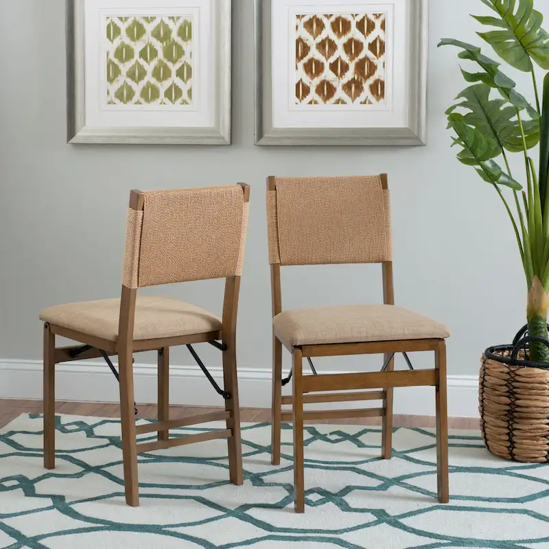 Wood Rope Folding Dining Chair (Set of 2)