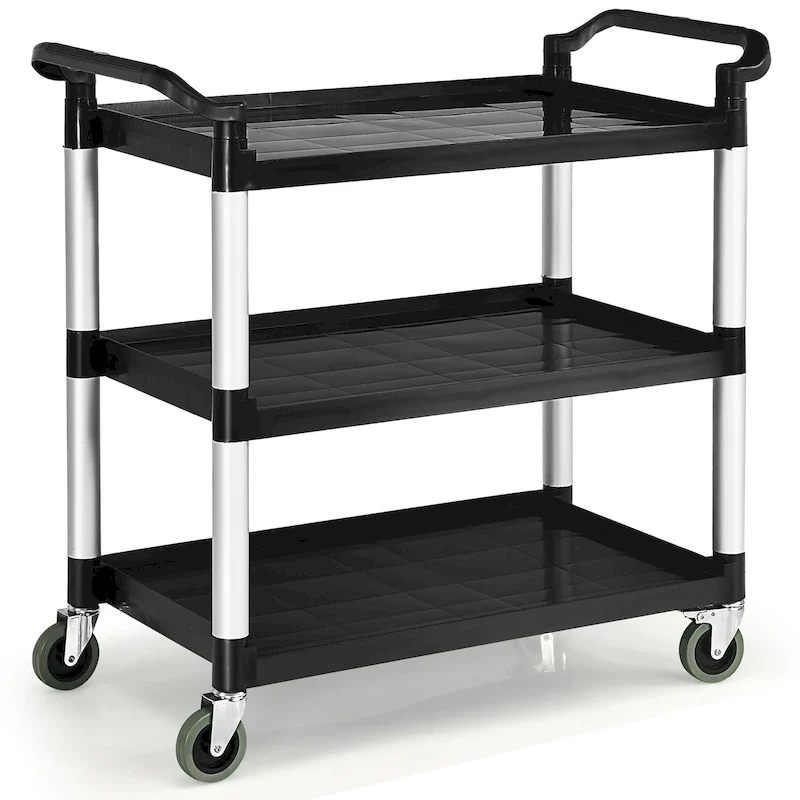 3-Shelf Utility Service Cart Aluminum Frame 490lbs Capacity w/