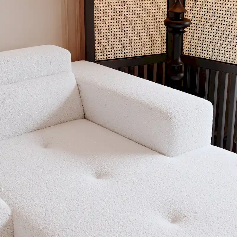 Christopher Knight Home - 109 Modern Modular Sectional Sofa, Teddy Fabric L-Shaped Couch with Chaise & Pillows