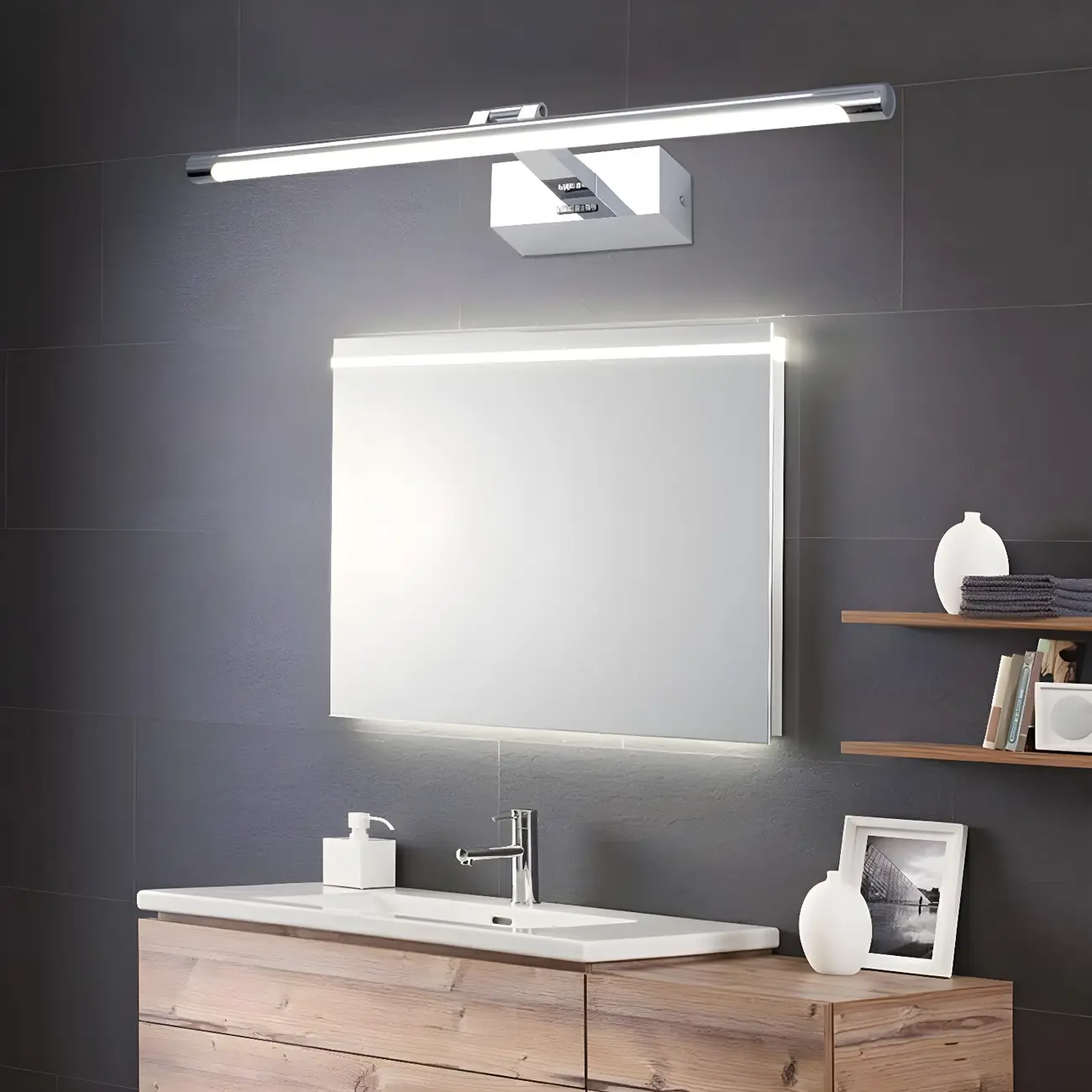Modern Geometric Linear Vanity Light with Integrated LED