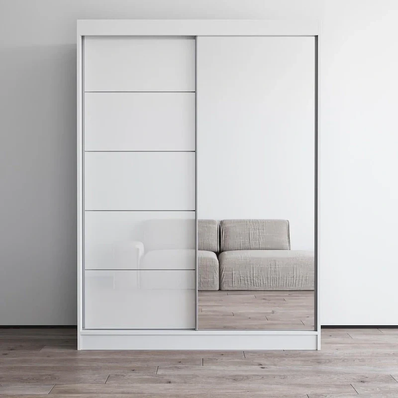 Aria High Gloss 2-door Modern Wardrobe with Mirror