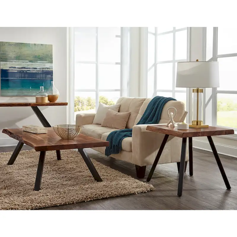 Reese Live Edge Rectangular Coffee Table in Natural Acacia