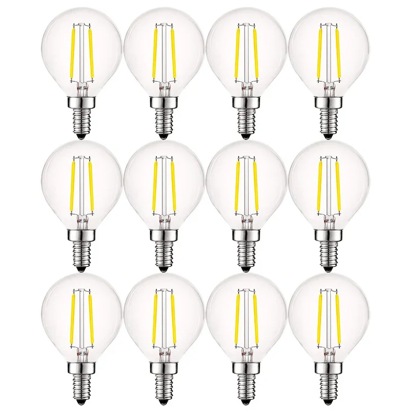 Luxrite 4W Vintage G16.5 LED Globe Bulbs Dimmable, 5000K Bright White, 400 Lumens, E12 LED Bulb 40W Equivalent, 12 Pack