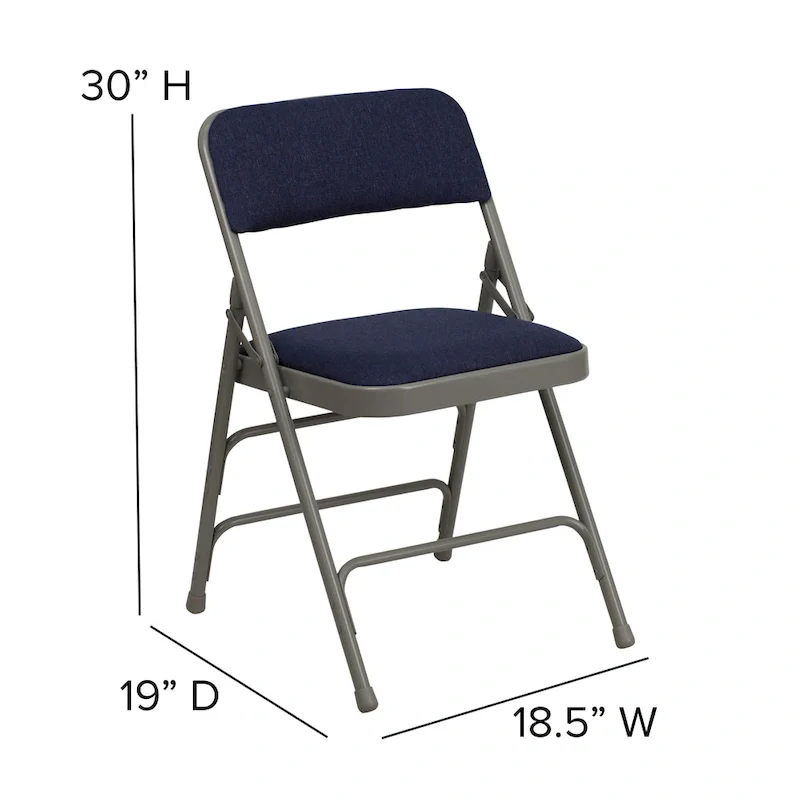 4 Pack Curved Triple Braced & Double Hinged Metal Folding Chair