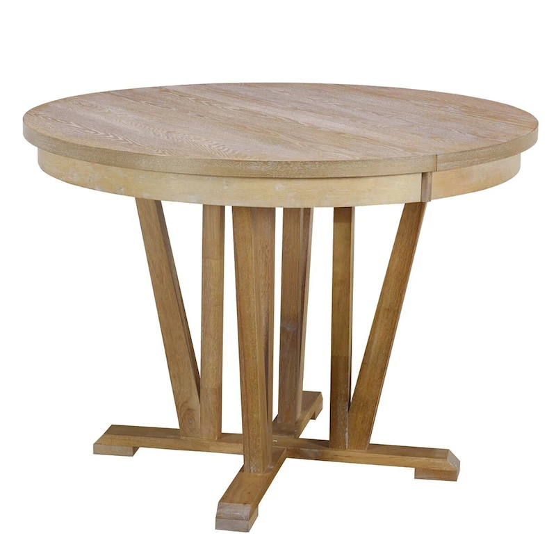 Extendable Dining Table Set Round Trestle Table and 4 Dining Chairs