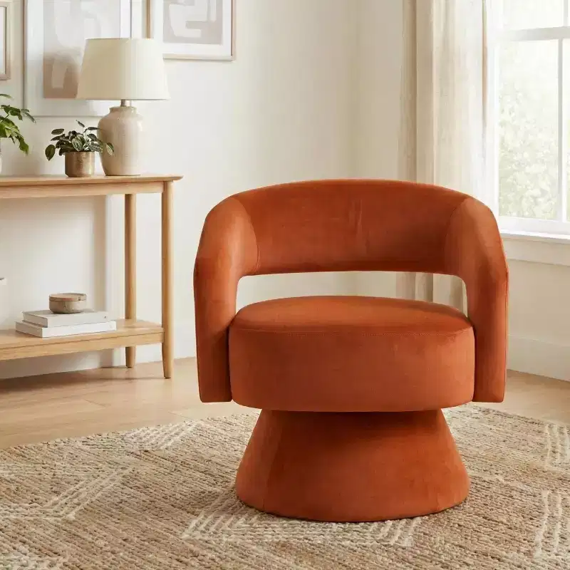 Velvet Swivel Accent Chair, 1-Seat