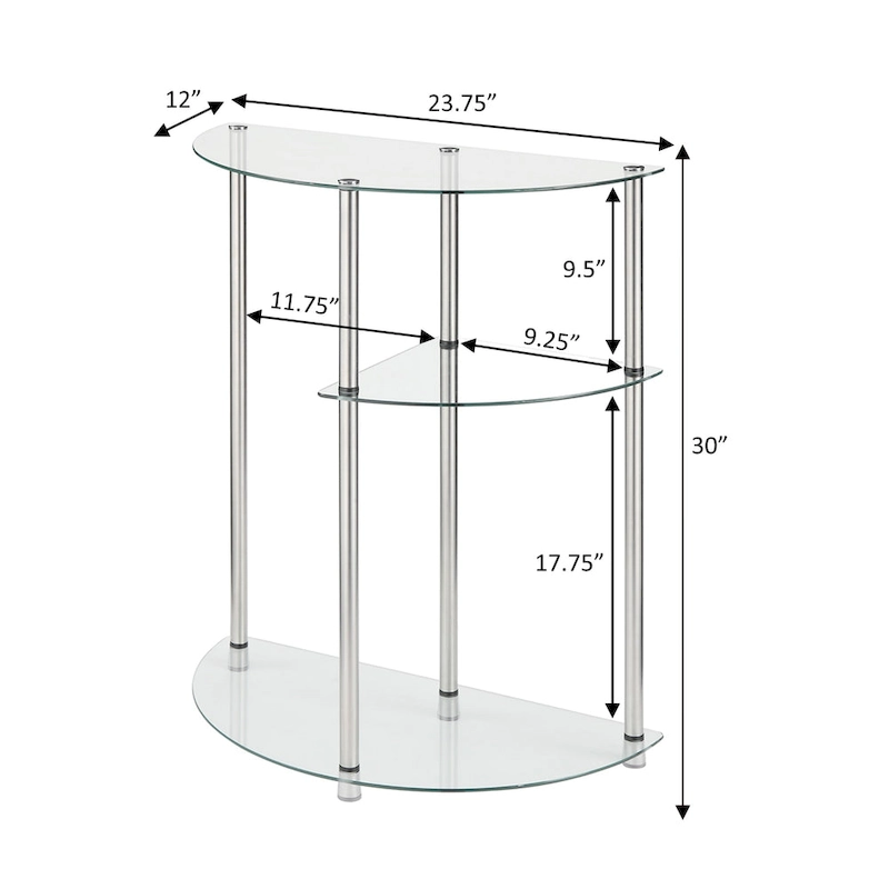 Convenience Concepts Classic Glass 3 Tier Display Entryway Hall Table