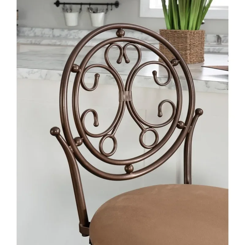 Scroll Back Swivel Counter Stool with Upholstered Seat