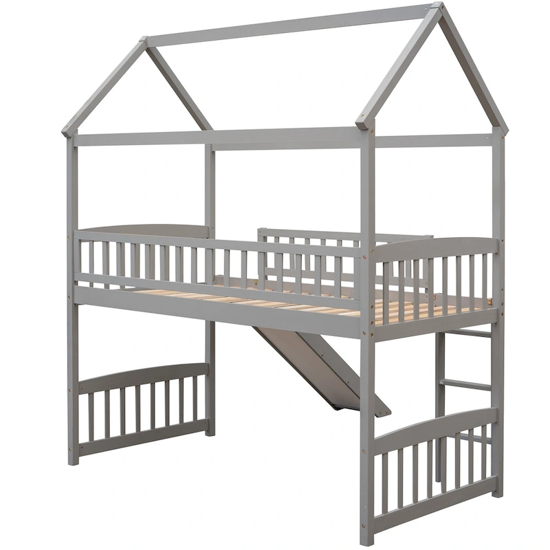Twin Loft Bed with Slide,House Bed with Slide