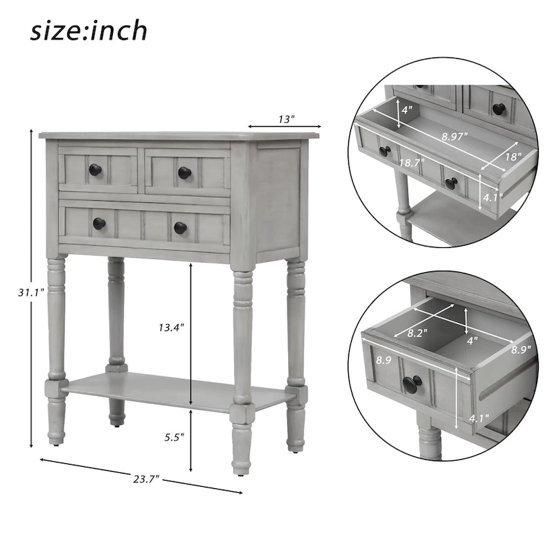 Copper Grove Colby 3-drawer Console Table with Bottom Shelf