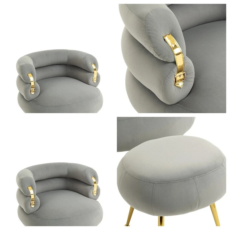 Accent Chair Modern Upholstered Armchair Tufted Chair with Metal Frame - 29.13 x 27.95 x 28.35