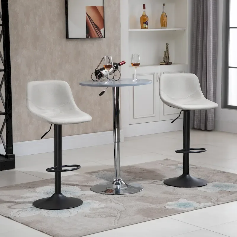 HOMCOM Swivel Bar Stools Set of 2 Bar Chairs Adjustable Height Barstools Padded with Back for Kitchen, Counter, and Home Bar