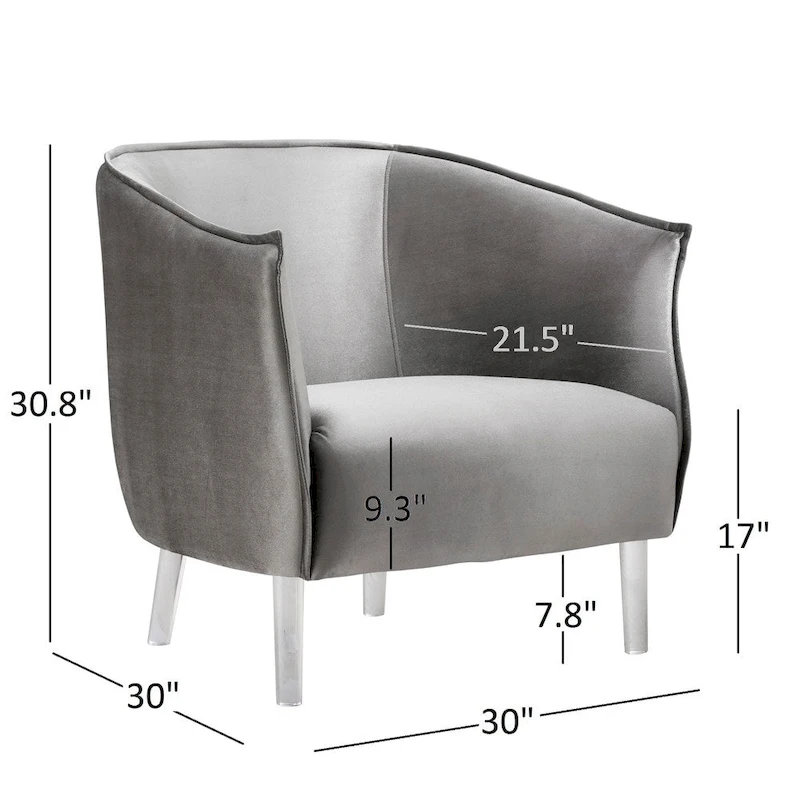 Vianne Velvet Curved Back Acrylic Leg Accent Chair by iNSPIRE Q Bold