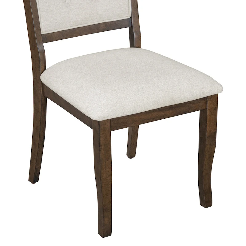 5 Piece Dining Table Set, Solid Wood Kitchen Dining Room Table Set with Round Dining Table and 4 Upholstered Chairs