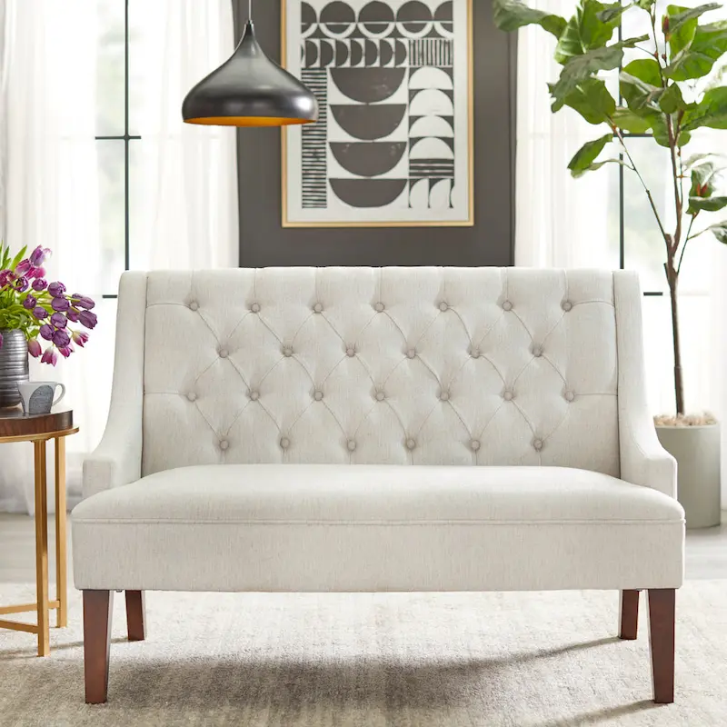 Pearl / Blue / Linen / Emerald Green / Grey Mid-Century Loveseat, 2-Seater