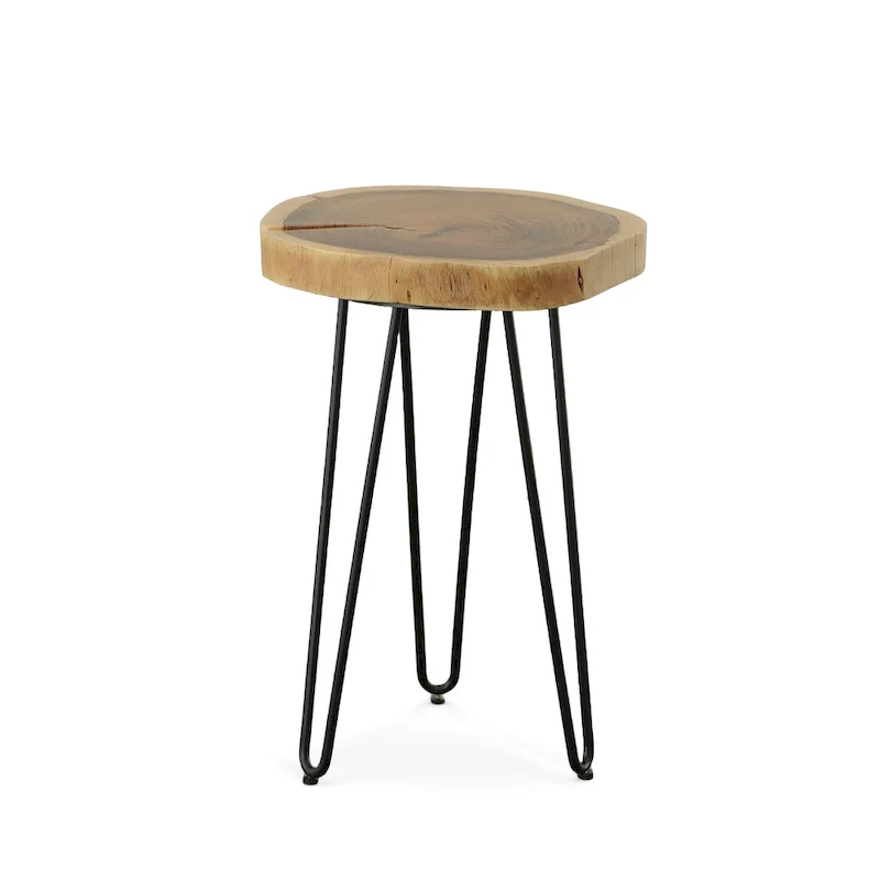 Carolina Living Seti Live Edge Accent Table - Natural Top - Black Base