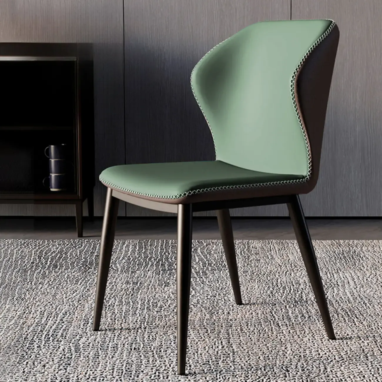 Scandinavian Faux Leather Wingback Dining Chairs