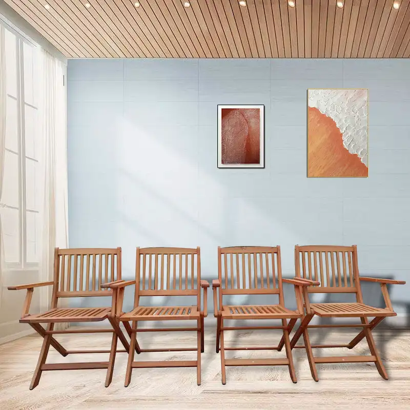 Wood Folding Chair Set of 4