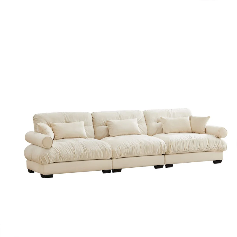 Modular Sectional Sofa - Velvet, 5-Seat, Cloud Cushion, Bolster Armrests, 130W, Configurable
