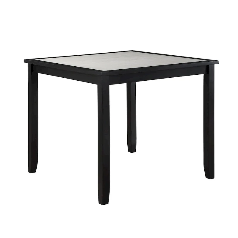 5 Piece Counter Height Dining Table and Chairs Set, Black, White