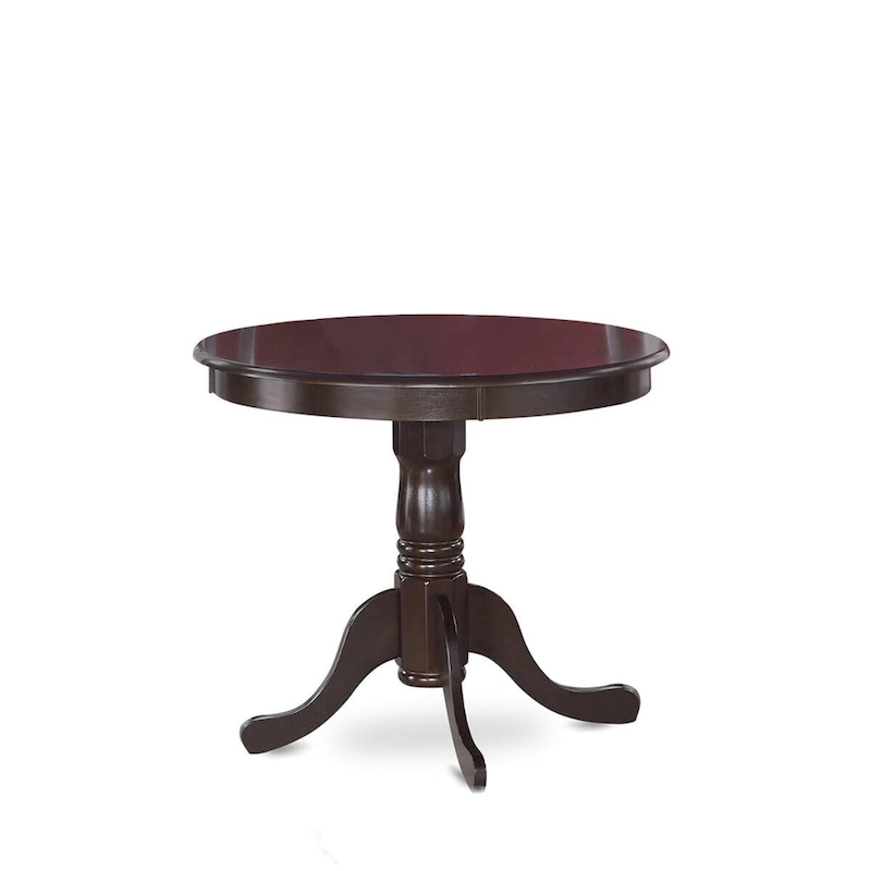 East West Furniture Kitchen Dining Table - a Round Solid Wood Table Top with Pedestal Base, 36x36 Inch, (Finish Options)