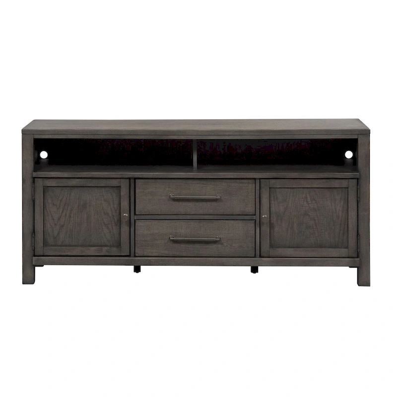 Modern Farmhouse Dusty Charcoal Distressed 66 Inch Entertainment Console