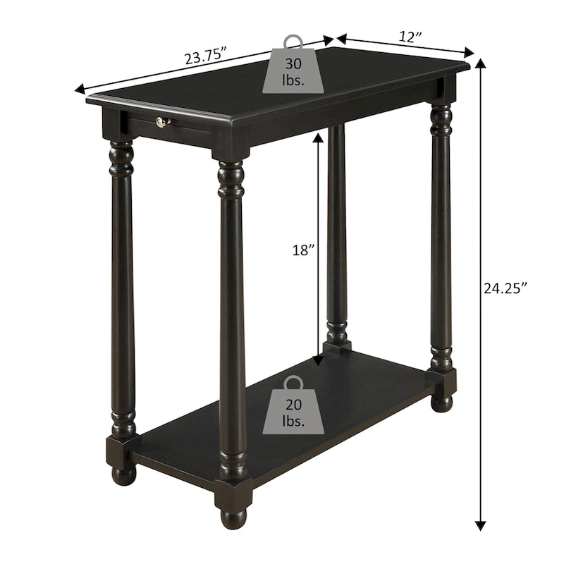 Convenience Concepts French Country Regent Chairside End Table with Pull-Out Shelf