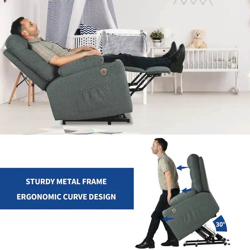 Moasis Flannel Massage and Heating Recliner Sofa Chair