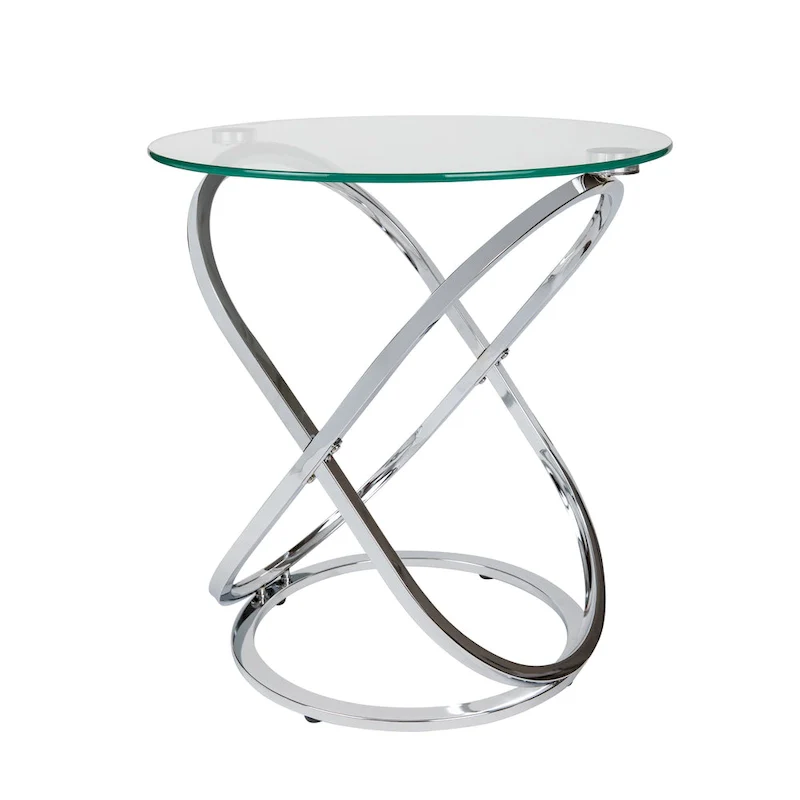 Galaxy Tempered Glass Round End Table - Modern Sculptural Design