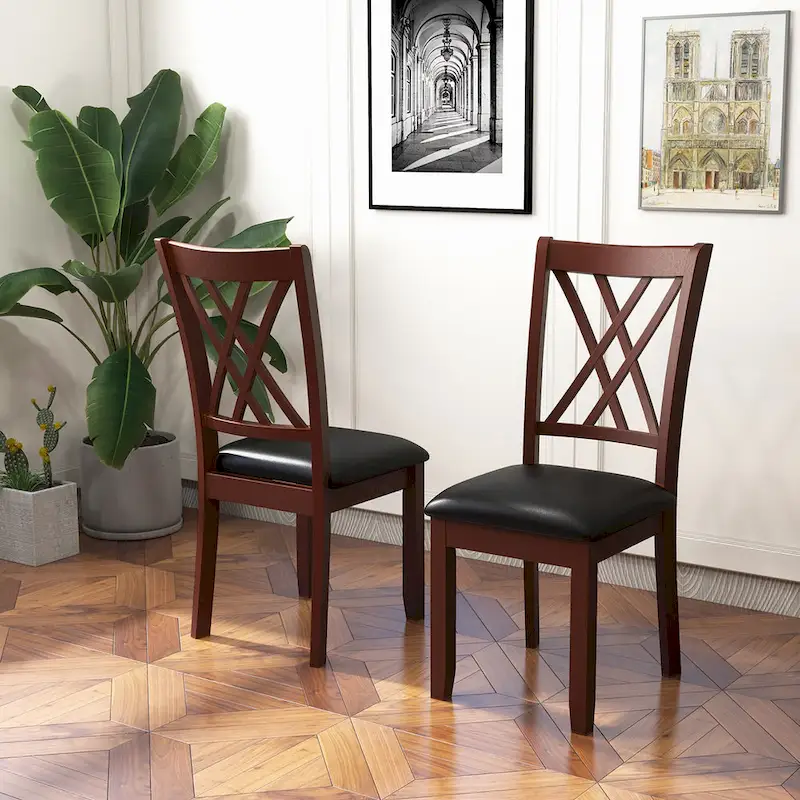 Set of 4 Dining Chair Kitchen Chair with Backrest Padded Seat