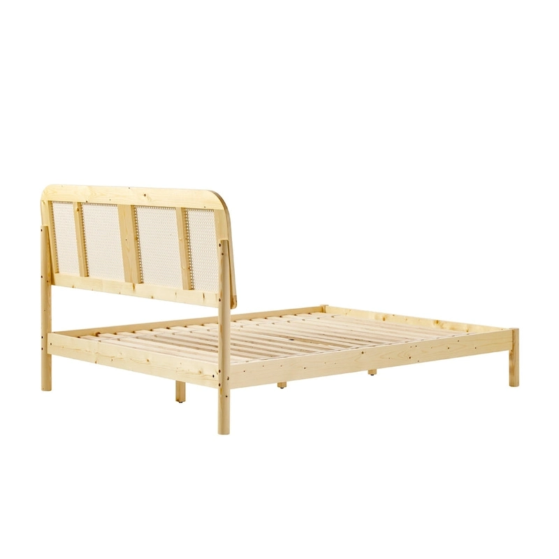 Middlebrook Designs Boho Curved Rattan Headboard Queen Bedframe