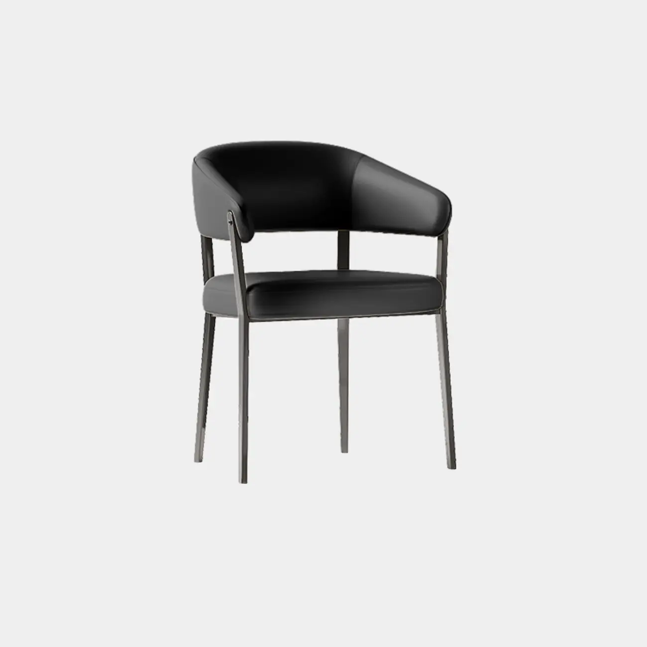 Modern Faux Leather Arm Dining Chair Open Back Alloy Legs