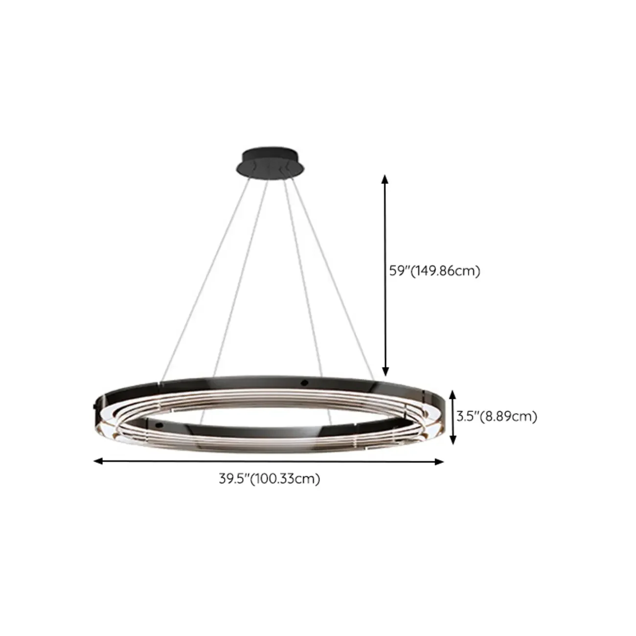 Modern LED Round Metal Chandelier with Flexible Height