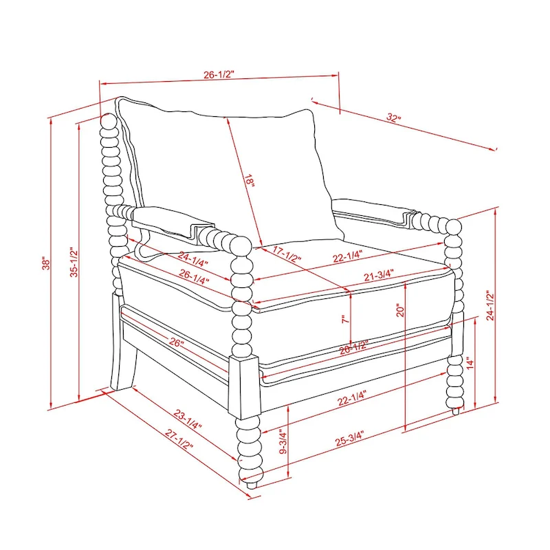 Quince Farmhouse Fabric Padded Beaded Armchair by Furniture of America