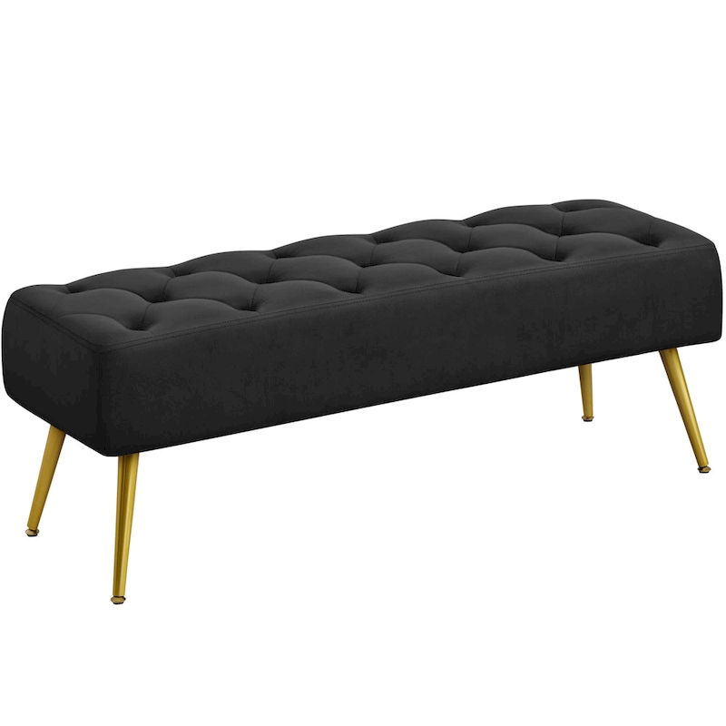 Yaheetech Upholstered Footstool Velvet Ottoman Button-Tufted Table Bench - 45 16 17
