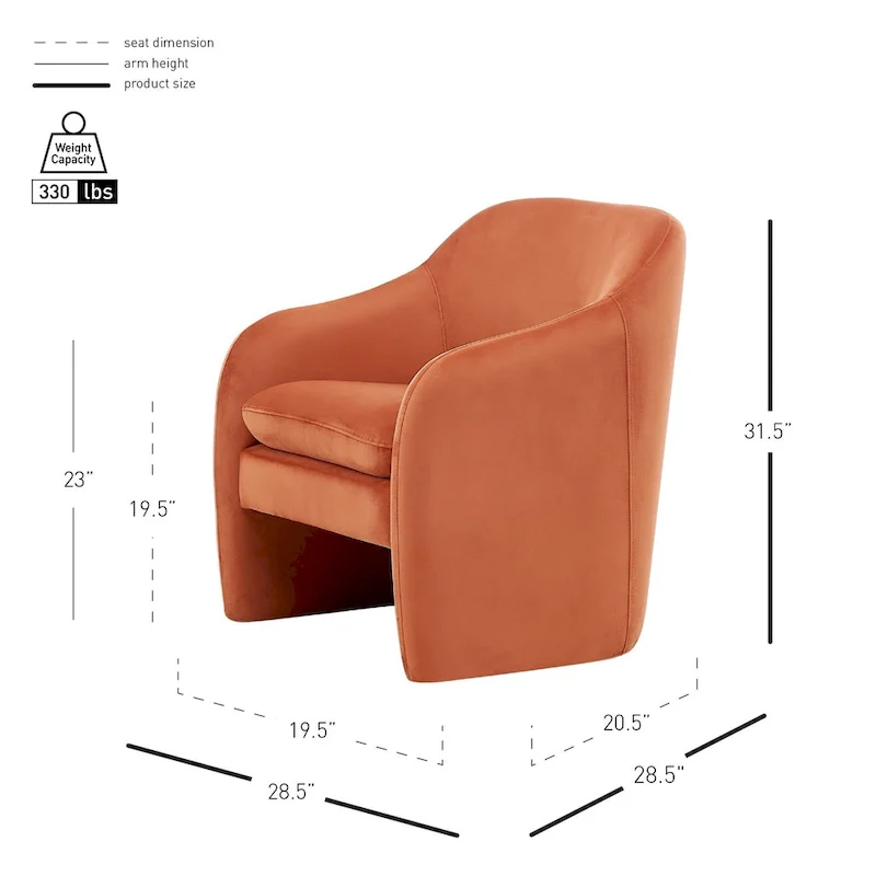 Zella Velvet Fabric Accent Arm Chair