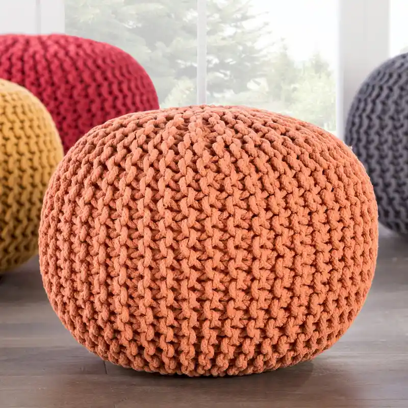 Spectrum Pouf Textured Round Pouf