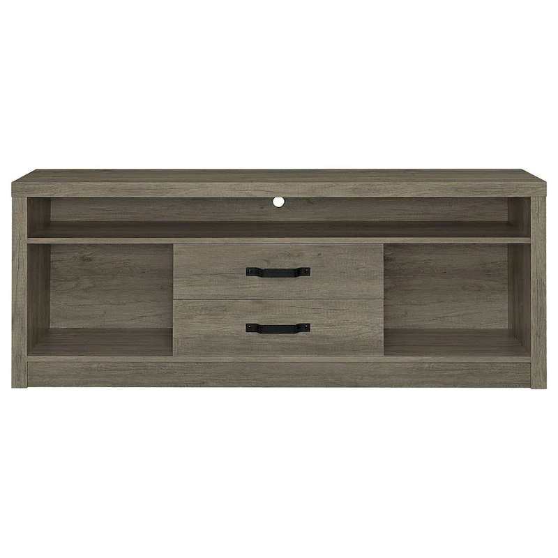 TV Entertainment Console with 2 Media Tower, 8 Compartments, Driftwood Gray