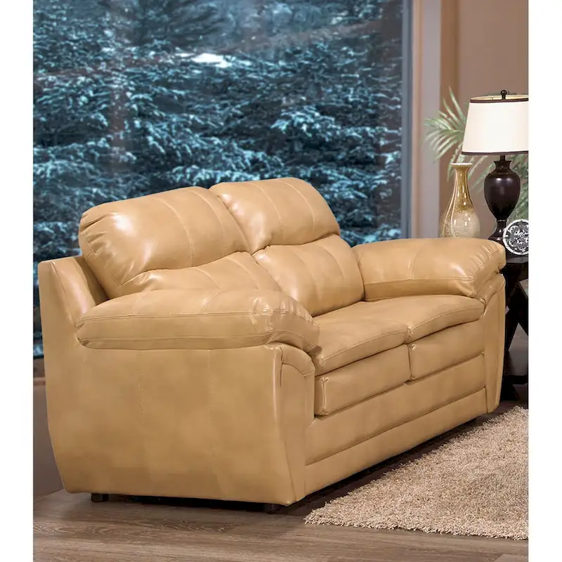 Simon Light Tan Brown Leather Gel Sofa, Loveseat and Chair Set