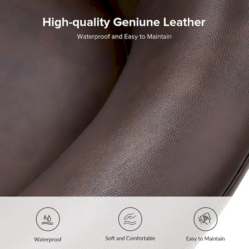 Althea Modern Genuine Leather Swivel Barrel Chair with Solid Wood Base Set of 2 By HULALA HOME