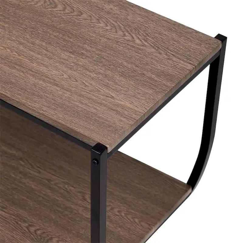 Rustic Demilune Shape Textured Metal Distressed Wood Console Table