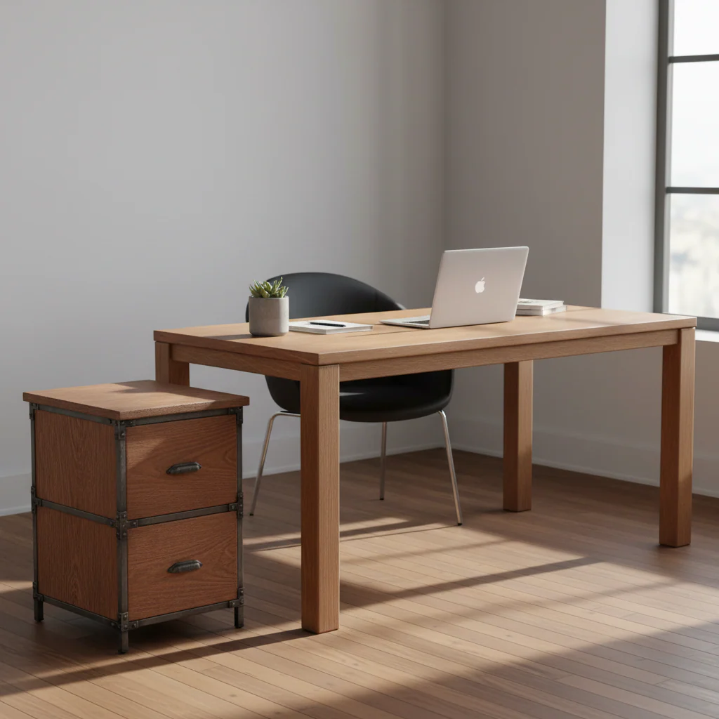 Solid Wood 2-drawer Handmade Rustic Filing Cabinet